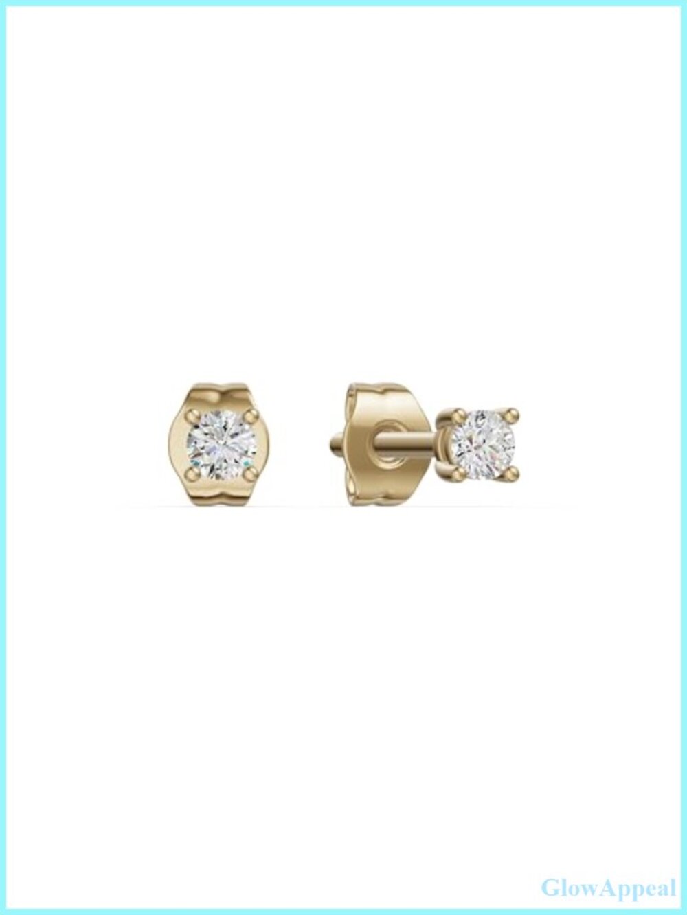 Diamond Stud Earrings 24K Gold Vermeil Sterling Silver Basket Set